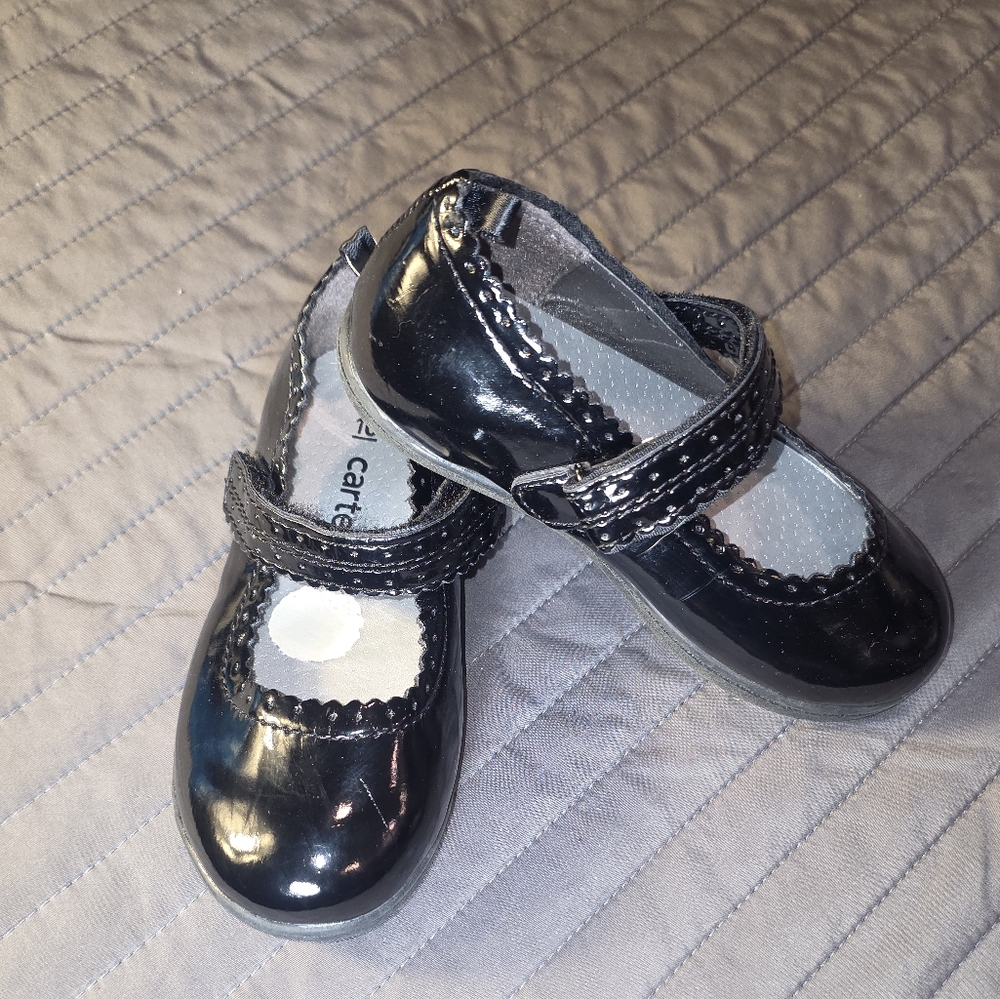 Carters Valenti Dress Shoes Girls 10 Black Easy‎ Velcro Clousure Maryjane NWT